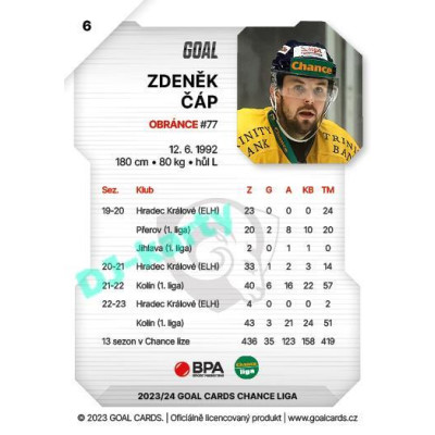 2023/24 Goal cards Chance Liga 1. série #006 Zdeněk Čáp