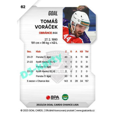 2023/24 Goal cards Chance Liga 1. série #062 Tomáš Voráček
