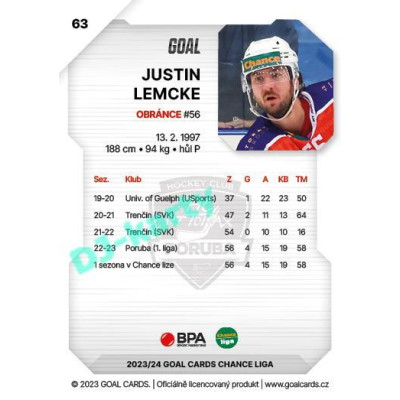 2023/24 Goal cards Chance Liga 1. série #063 Justin Lemcke