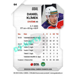 2023/24 Goal cards Chance Liga 1. série #064 Daniel Klímek