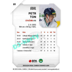 2023/24 Goal cards Chance Liga 1. série #081 Petr Ton