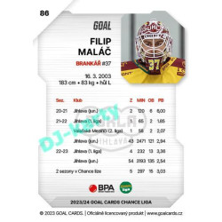 2023/24 Goal cards Chance Liga 1. série #086 Filip Maláč