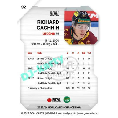 2023/24 Goal cards Chance Liga 1. série #092 Richard Cachnín