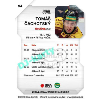 2023/24 Goal cards Chance Liga 1. série #094 Tomáš Čachotský