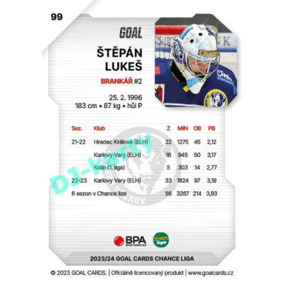 2023/24 Goal cards Chance Liga 1. série #099 Štěpán Lukeš