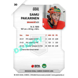 2023/24 Goal cards Chance Liga 1. série #030 Samu Pakarinen