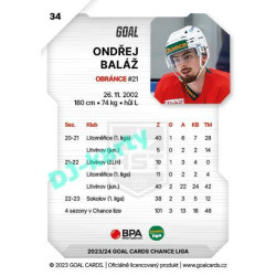2023/24 Goal cards Chance Liga 1. série #034 Ondřej Baláž
