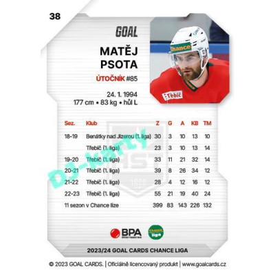 2023/24 Goal cards Chance Liga 1. série #038 Matěj Psota