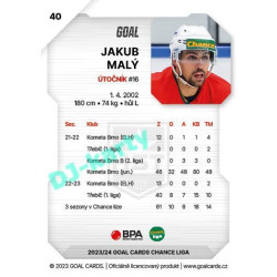 2023/24 Goal cards Chance Liga 1. série #040 Jakub Malý