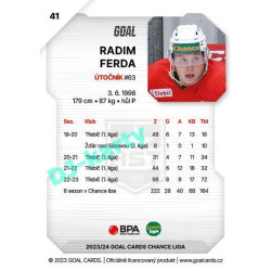 2023/24 Goal cards Chance Liga 1. série #041 Radim Ferda