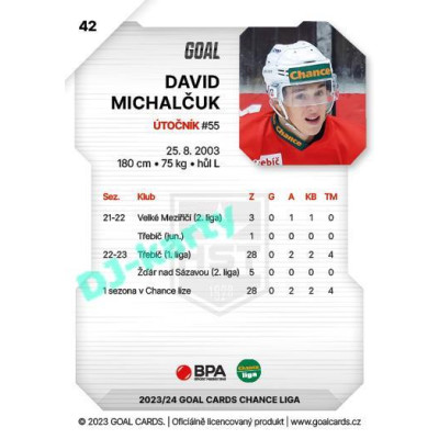 2023/24 Goal cards Chance Liga 1. série #042 David Michalčuk