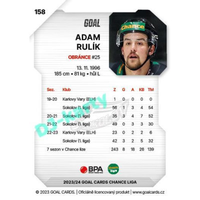 2023/24 Goal cards Chance Liga 1. série #158 Adam Rulík