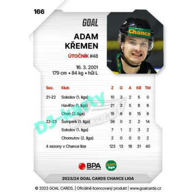 2023/24 Goal cards Chance Liga 1. série #166 Adam Křemen