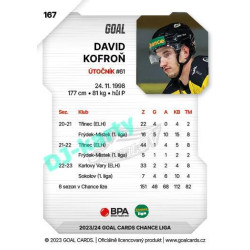 2023/24 Goal cards Chance Liga 1. série #167 David Kofroň