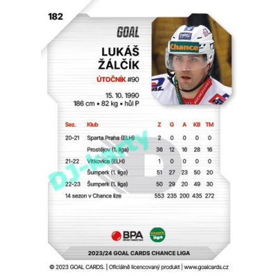 2023/24 Goal cards Chance Liga 1. série #182 Lukáš Žálčík