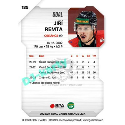 2023/24 Goal cards Chance Liga 1. série #185 Jiří Remta