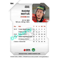 2023/24 Goal cards Chance Liga 1. série #194 Radim Matuš