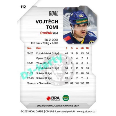 2023/24 Goal cards Chance Liga 1. série #112 Vojtěch Tomi