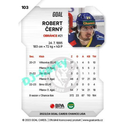 2023/24 Goal cards Chance Liga 1. série #103 Robert Černý