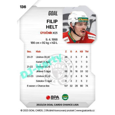 2023/24 Goal cards Chance Liga 1. série #136 Filip Helt