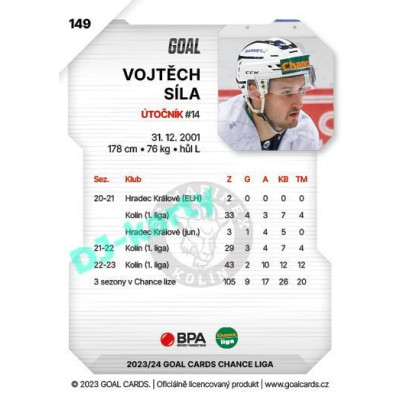 2023/24 Goal cards Chance Liga 1. série #149 Vojtěch Síla