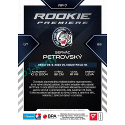 2024/25 Sportzoo ELH 1. serie #RP-7 Servác Petrovský Rookie Premiere