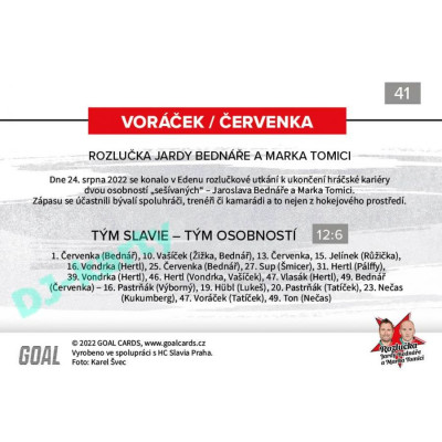 2022 Goal Cards Rozlučka Jardy Bednáře a Marka Tomici #41 Voráček / Červenka