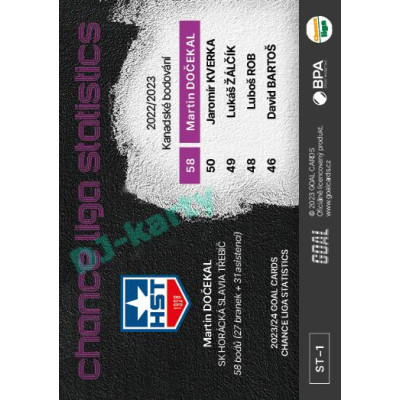 2023/24 Goal cards Chance Liga 1. série #ST-01 Martin Dočekal Statistics