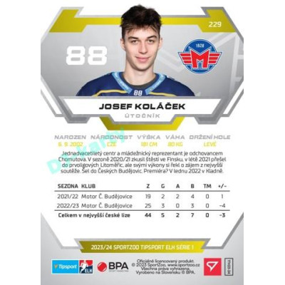 2023/24 Sportzoo ELH 1. série #229 Josef Koláček
