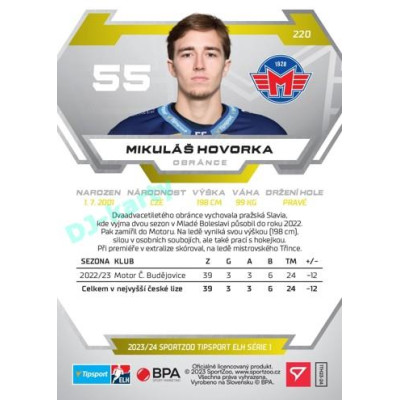 2023/24 Sportzoo ELH 1. série #220 Mikuláš Hovorka