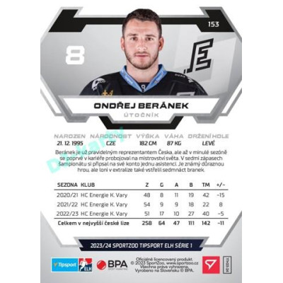 2023/24 Sportzoo ELH 1. série #153 Ondřej Beránek