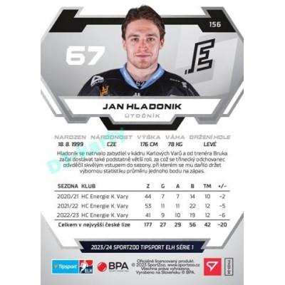2023/24 Sportzoo ELH 1. série #156 Jan Hladonik