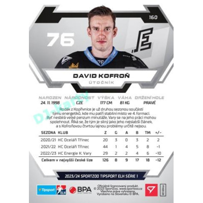 2023/24 Sportzoo ELH 1. série #160 David Kofroň