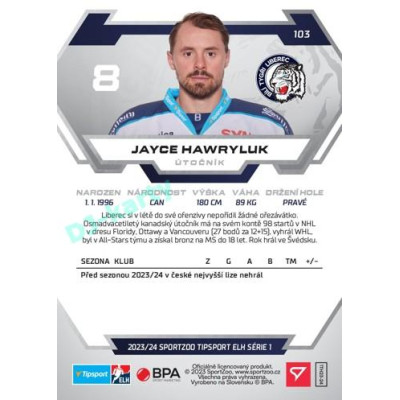 2023/24 Sportzoo ELH 1. série #103 Jayce Hawryluk
