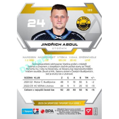 2023/24 Sportzoo ELH 1. série #189 Jindřich Abdul
