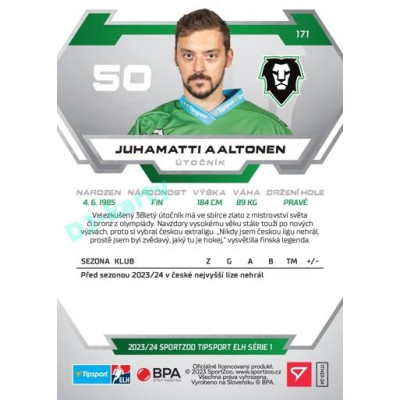 2023/24 Sportzoo ELH 1. série #171 Juhamatti Aaltonen
