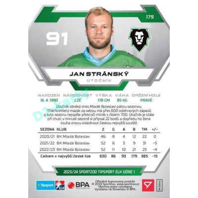 2023/24 Sportzoo ELH 1. série #179 Jan Stránský