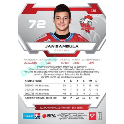 2023/24 Sportzoo ELH 1. série #136 Jan Bambula