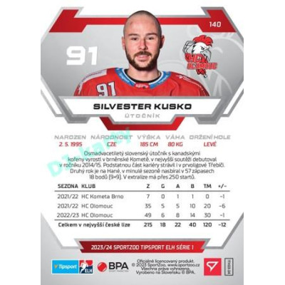 2023/24 Sportzoo ELH 1. série #140 Silvester Kusko