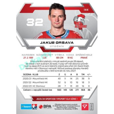 2023/24 Sportzoo ELH 1. série #144 Jakub Orsava