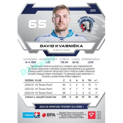 2023/24 Sportzoo ELH 1. série #203 David Kvasnička