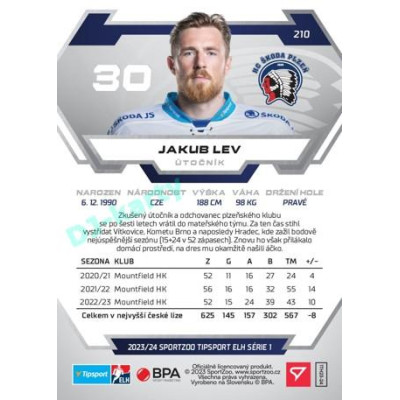 2023/24 Sportzoo ELH 1. série #210 Jakub Lev