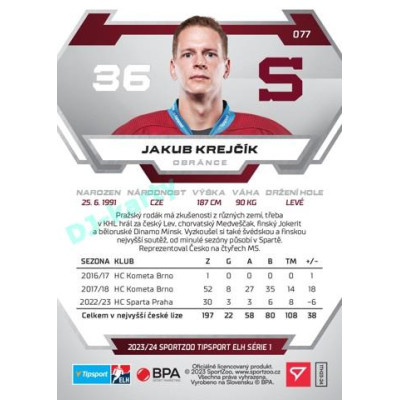 2023/24 Sportzoo ELH 1. série #077 Jakub Krejčík