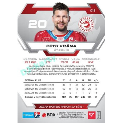 2023/24 Sportzoo ELH 1. série #018 Petr Vrána