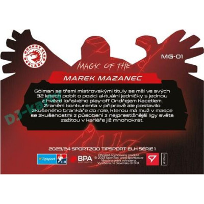 2023/24 Sportzoo ELH 1. série #MG-01 Marek Mazanec Magic of the Goalie Die Cut Limited xx/80
