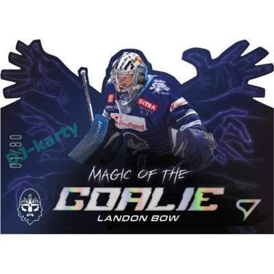 2023/24 Sportzoo ELH 1. série #MG-18 Landon Bow Magic of the Goalie Die Cut Limited xx/80
