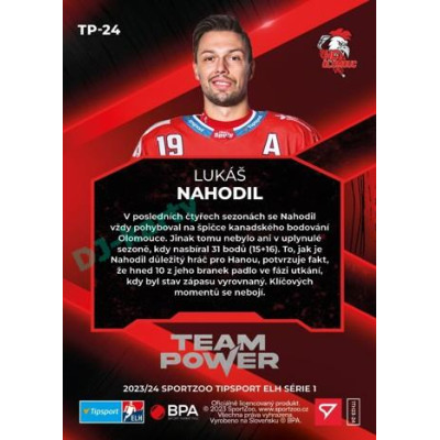 2023/24 Sportzoo ELH 1. série #TP-24 Lukáš Nahodil Team Power