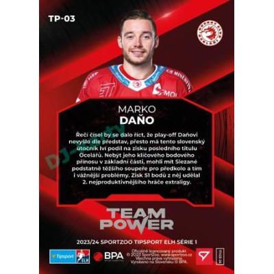 2023/24 Sportzoo ELH 1. série #TP-03 Marko Daňo Team Power