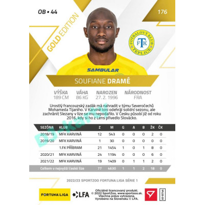 2022/23 Sportzoo Fortuna Liga 1. série #176 Soufiane Dramé Gold xx/99