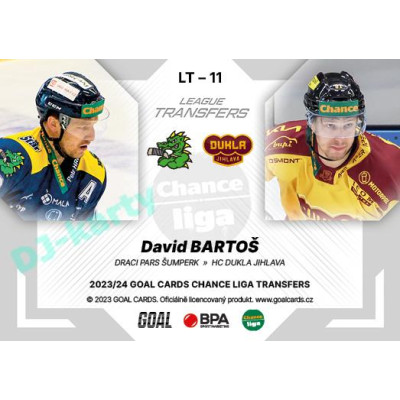 2023/24 Goal cards Chance Liga 1. série #LT-11 David Bartoš League Tranfers